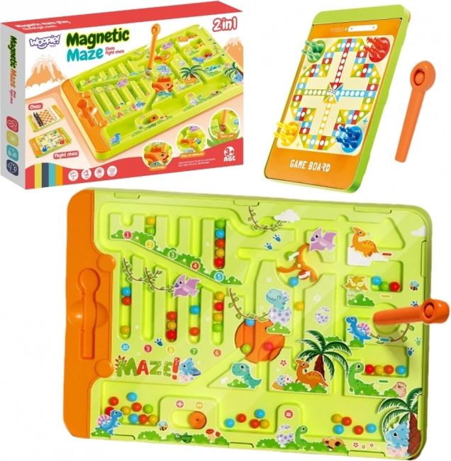WOOPIE Magnetisches Labyrinth 2-in-1 Spiel Mensch ärgere dich nicht