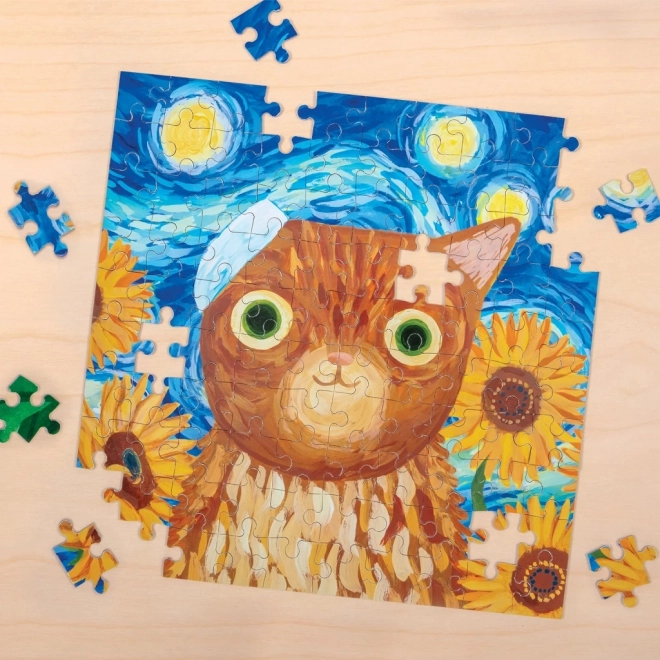 Artistic Cats Puzzle Inspired by Vincent Van Gogh in Tin - 100 Pieces