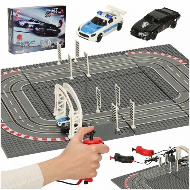 Electric Racing Police Car Track Set with Construction Blocks