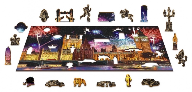 Wooden Nighttime London Puzzle 2-in-1