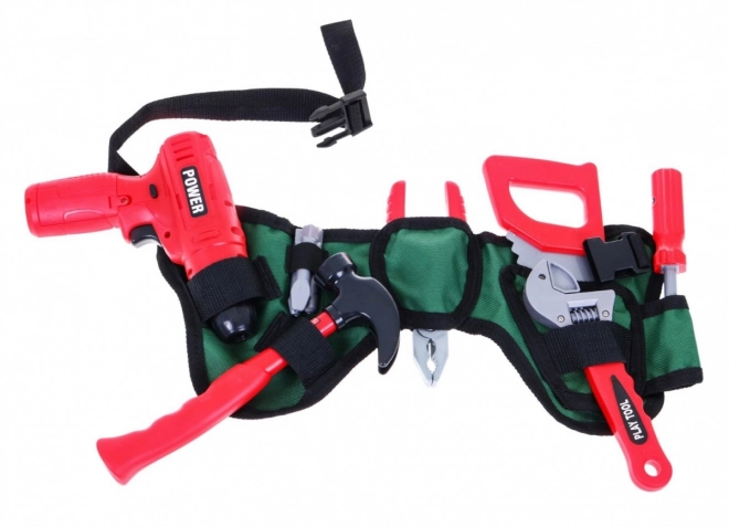 Children's Tool Belt with Interactive Drill and Adjustable Belt