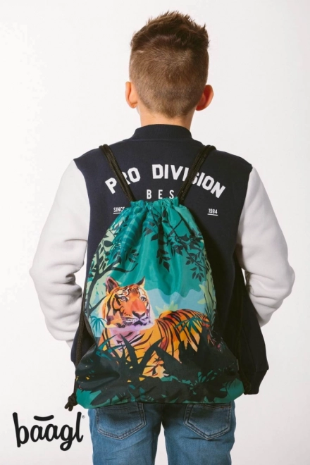 BAAGL Drawstring Bag with Tiger Design