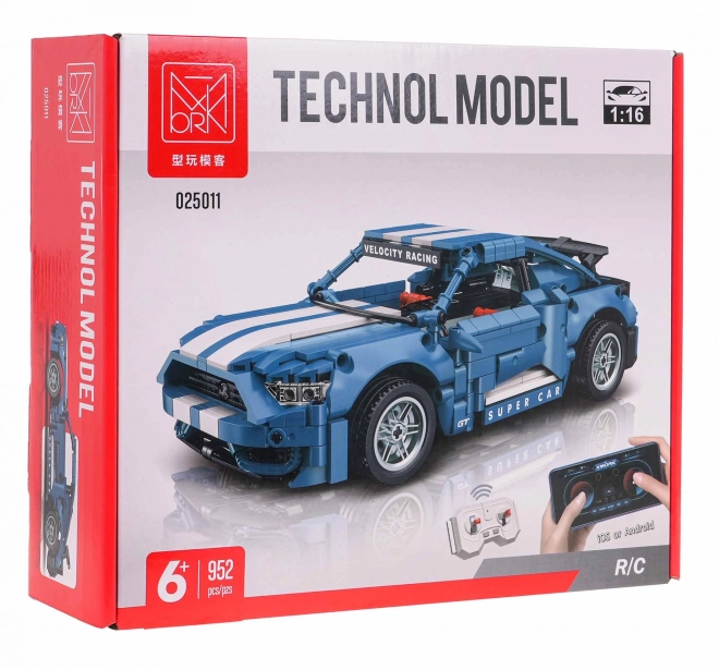 Blue Sports Car Building Blocks Set