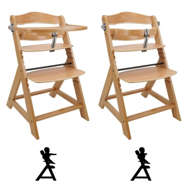 Adjustable High Chair with Tray - Natural