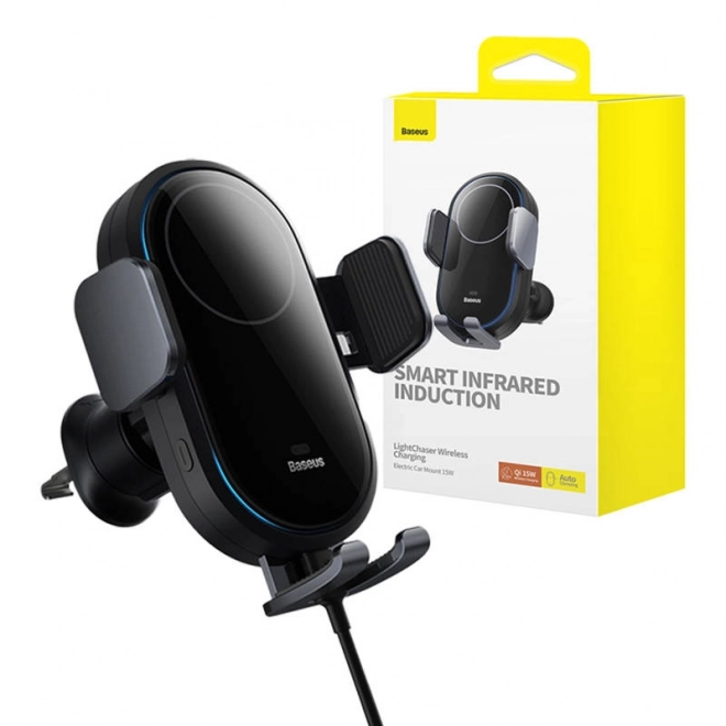 Supporto auto con caricatore a induzione Baseus LightChaser nero