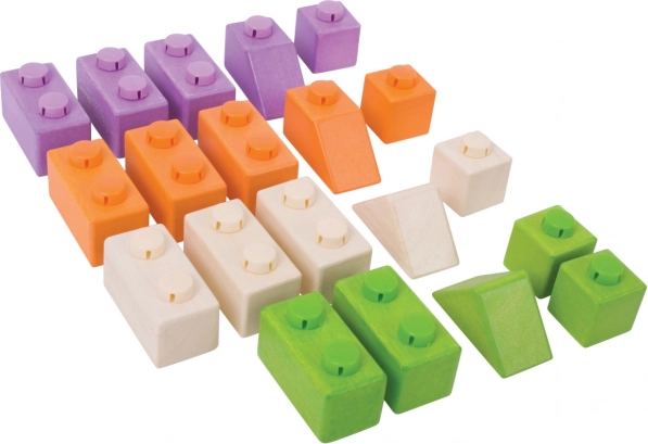 Blocchi di legno con connessioni in plastica