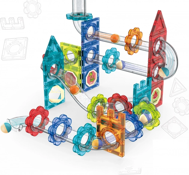 Magnetische knikkerbaan met 74 onderdelen