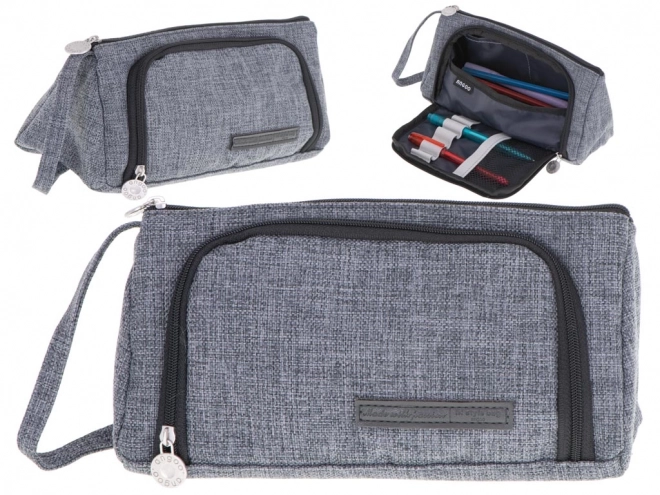 Double Compartment Pen Case in Gray