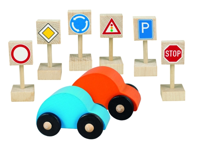 Wooden Cars and Traffic Signs Set