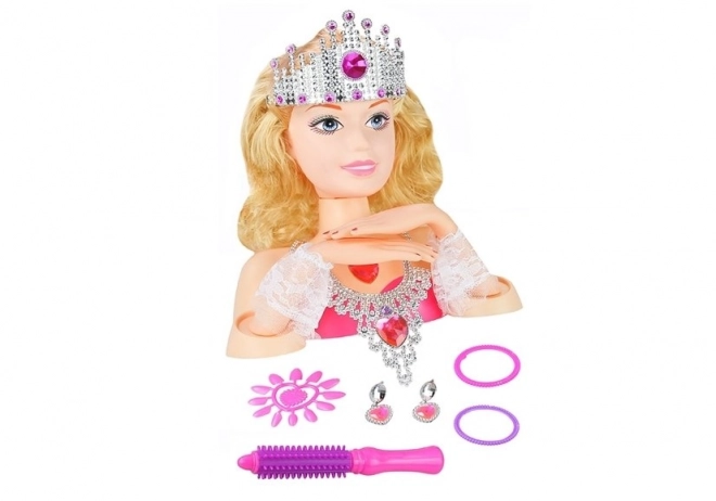 Doll Styling Head with Crown and Accessories