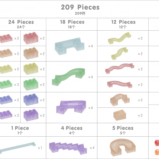 Set da costruzione Masterkidz tavola STEM per pista a biglie 209 pezzi