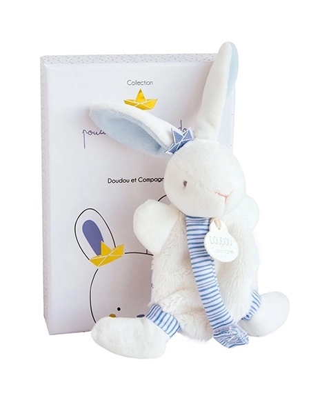 Doudou Gift Set - Plush Baby Rabbit with Pacifier Holder 15cm