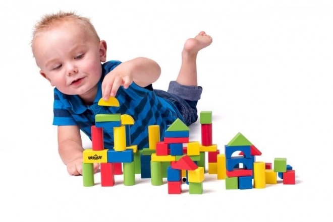 Wooden Building Blocks Bucket Set