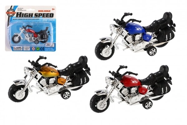Plast-Motorrad 14cm mit Rückzugsmechanismus 3 Farben auf Karte