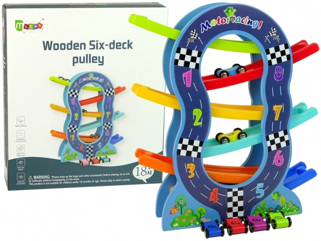 Wooden Car Ramp 6 Levels with Numbers