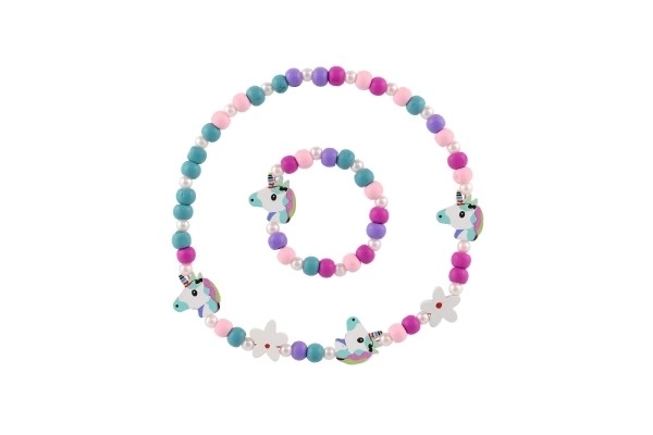 Unicorn Bead Necklace and Bracelet Set