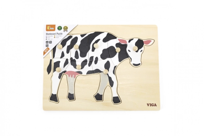 Wooden Montessori Puzzle - Cow