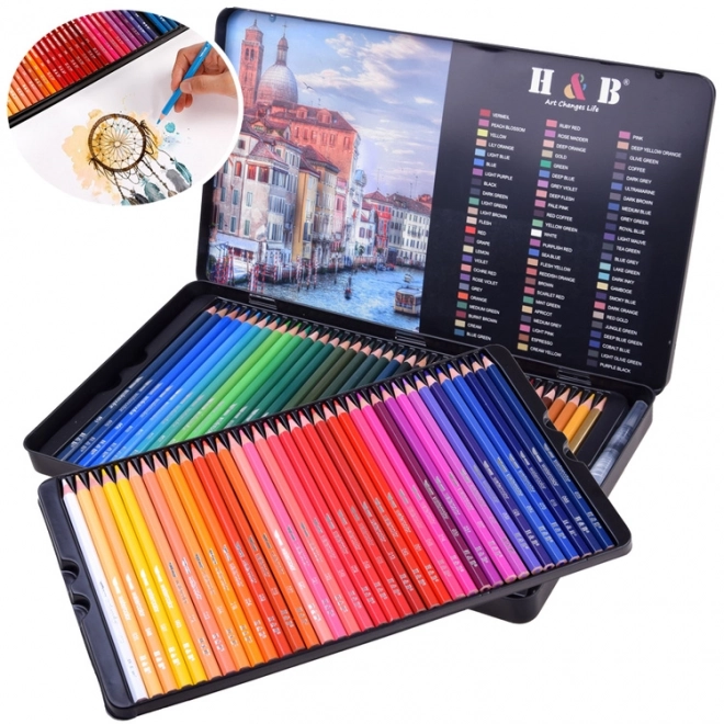 Watercolor Pencil Set 72 Colors with Metal Case