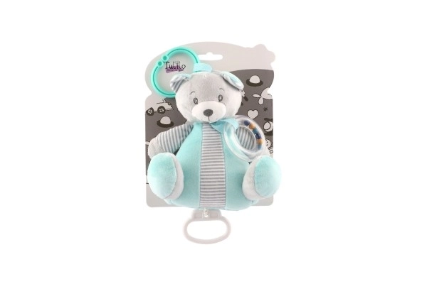 Wind-Up Music Box Plush Bear 18x17cm Green on Card in Bag 0+