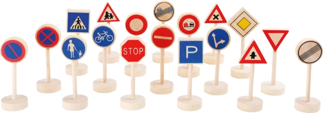 Wooden Traffic Signs Set - 18 Pieces