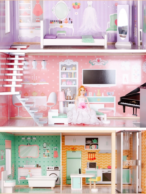 Large Wooden Dollhouse with Movable Elevator by Ecotoys