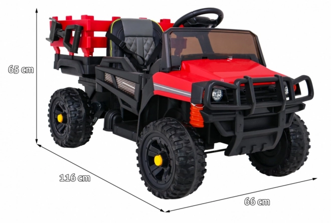 Children's Farm Pickup Red + Remote Control + Luggage Wagon + Shovel + EVA + MP3 LED