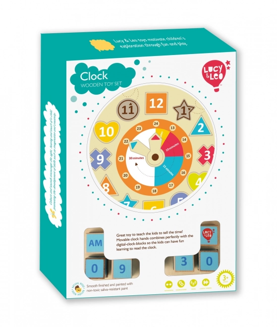 Wooden Educational Playboard with Clock and Shapes