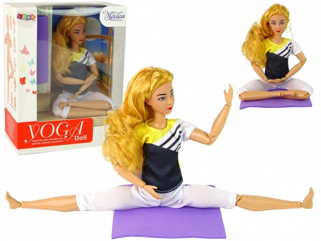 Yoga Doll with Blonde Hair and Mat