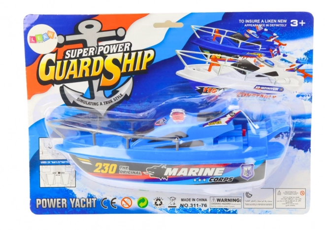 Police Boat Toy - Battery Operated Blue Watercraft