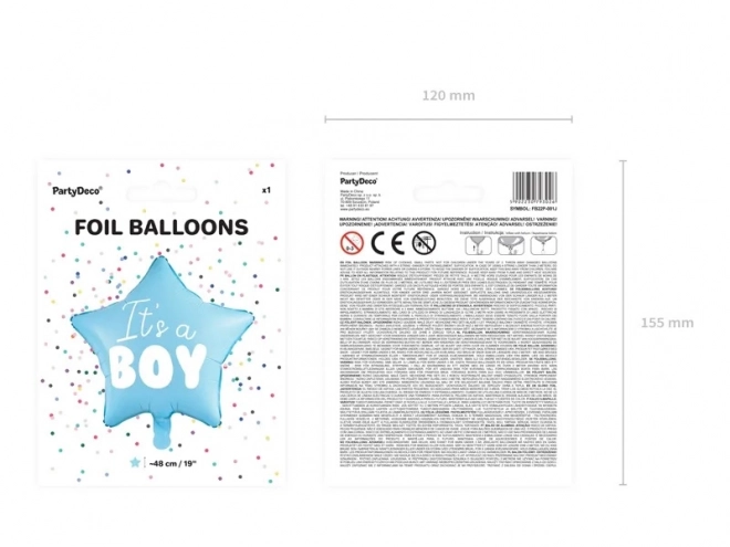 Foil Balloon It's a Boy Star Blue 48cm