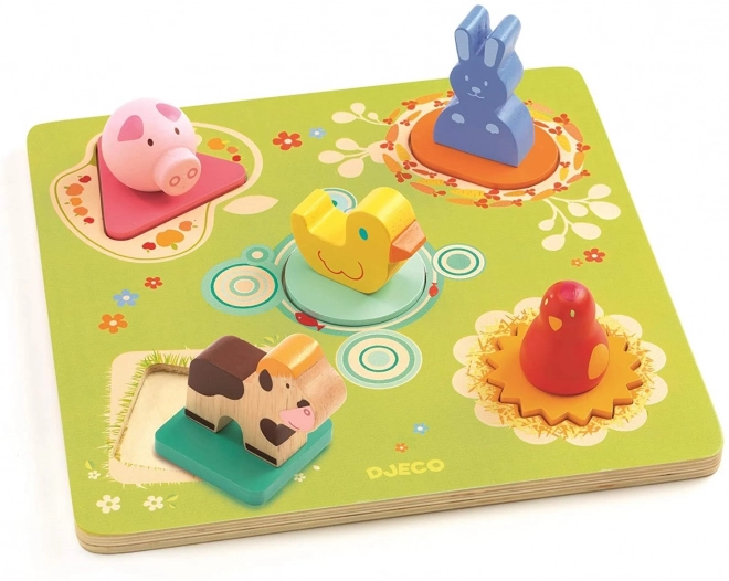 DJECO Holzpuzzle Entchen und Freunde 5 Teile