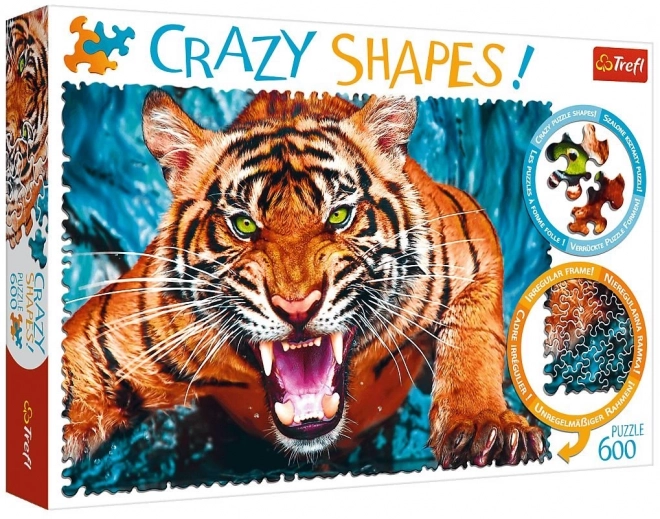 Crazy Shapes Puzzle Tiger Attack 600 Pieces