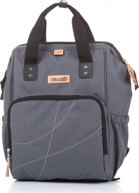 Chipolino diaper bag backpack black leather – Graphite