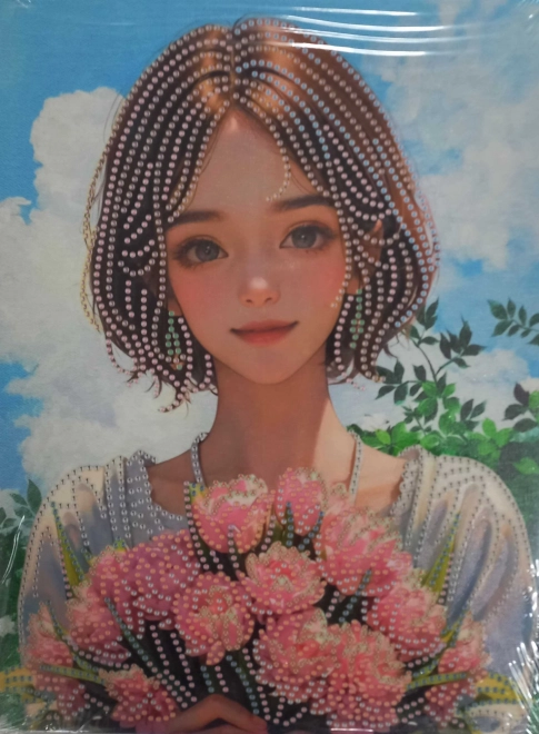 Canvas Diamond Painting Girl with Flowers