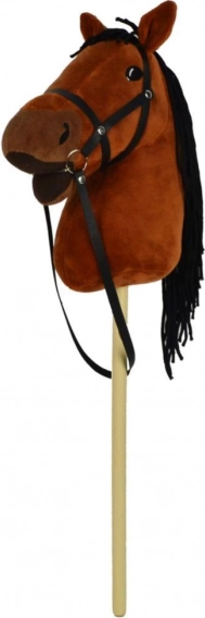 Cavallo di peluche su bastone 70 cm con suoni, marrone scuro