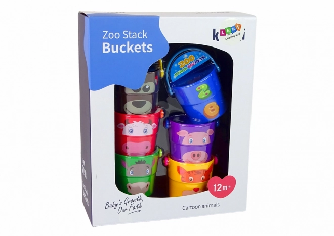 Colorful Animal Buckets Stackable Toy Set