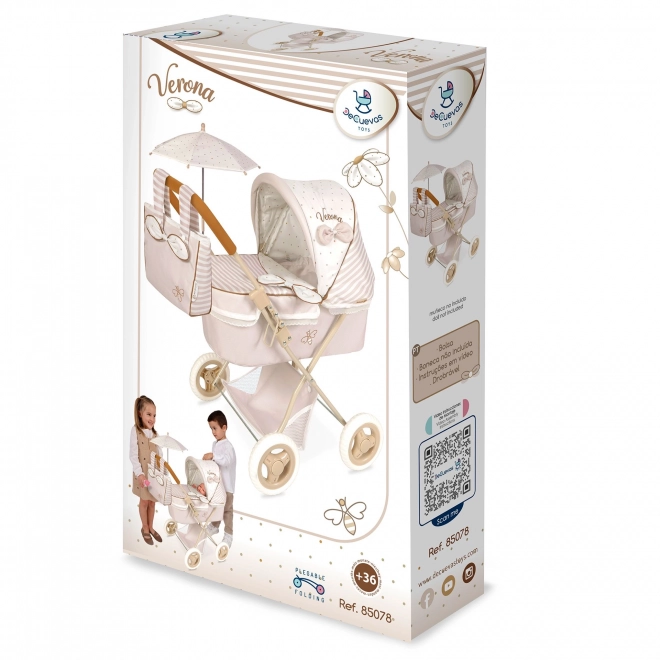 Folding doll stroller with sunshade and bag Verona 60 cm