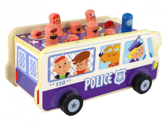 Wooden Skill Game Police Bus