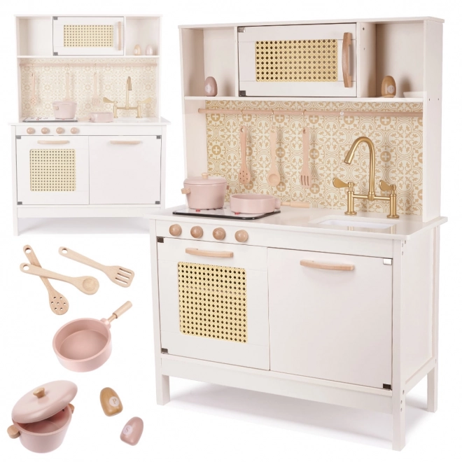 Wooden Retro Play Kitchen Set with Accessories