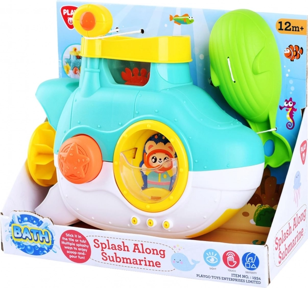 Sous-marin en plastique pour baignoire avec ventouses et pelle 23 cm