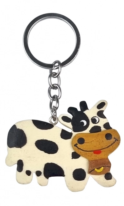 Large Wooden Cow Keychain