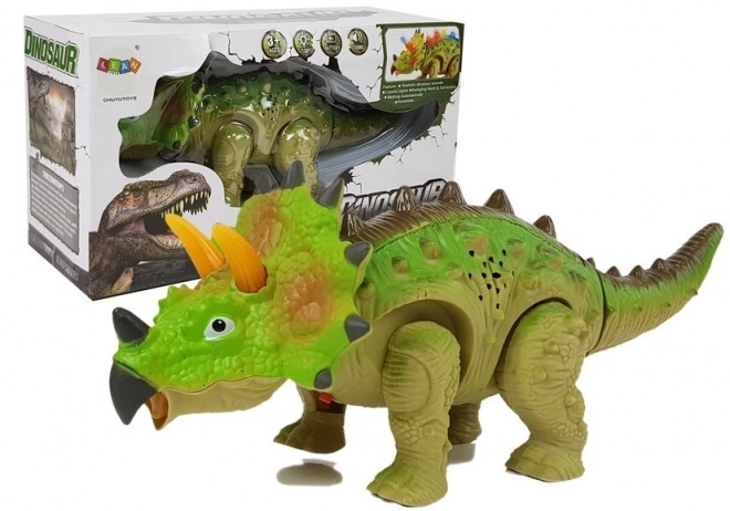 Electronic Walking Triceratops Dinosaur Toy Green