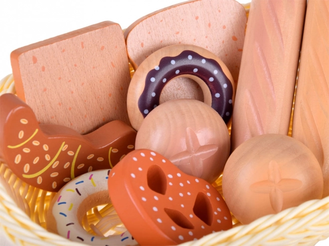 Wooden Bread Basket with Assorted Pastries