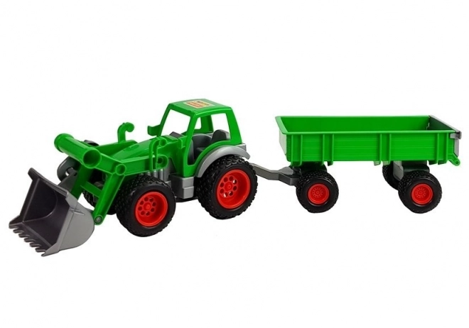 Green Tractor Loader with Trailer by Polesie