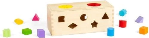 Bigjigs Toys Scatola enigmatica in legno per l'inserimento e la classificazione delle forme