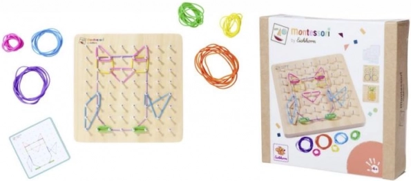 Montessori geometric board with colorful rubber bands