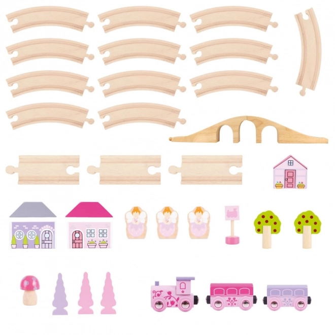 Bigjigs Rail Wooden Princess Train Set 35 Pieces