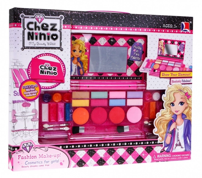 Makeup Set Pink Palette for Kids 5+ Colorful Cosmetics with Accessories