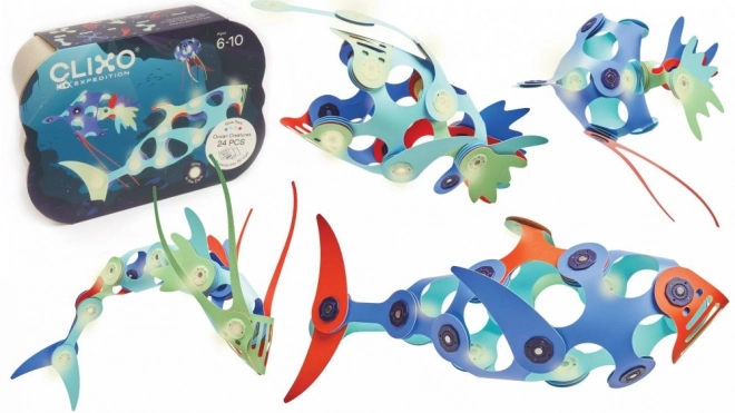 Clixo Ocean Creatures Magnetic Building Set