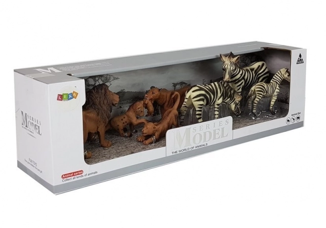 Animal Toy Set Lion and Zebra Family